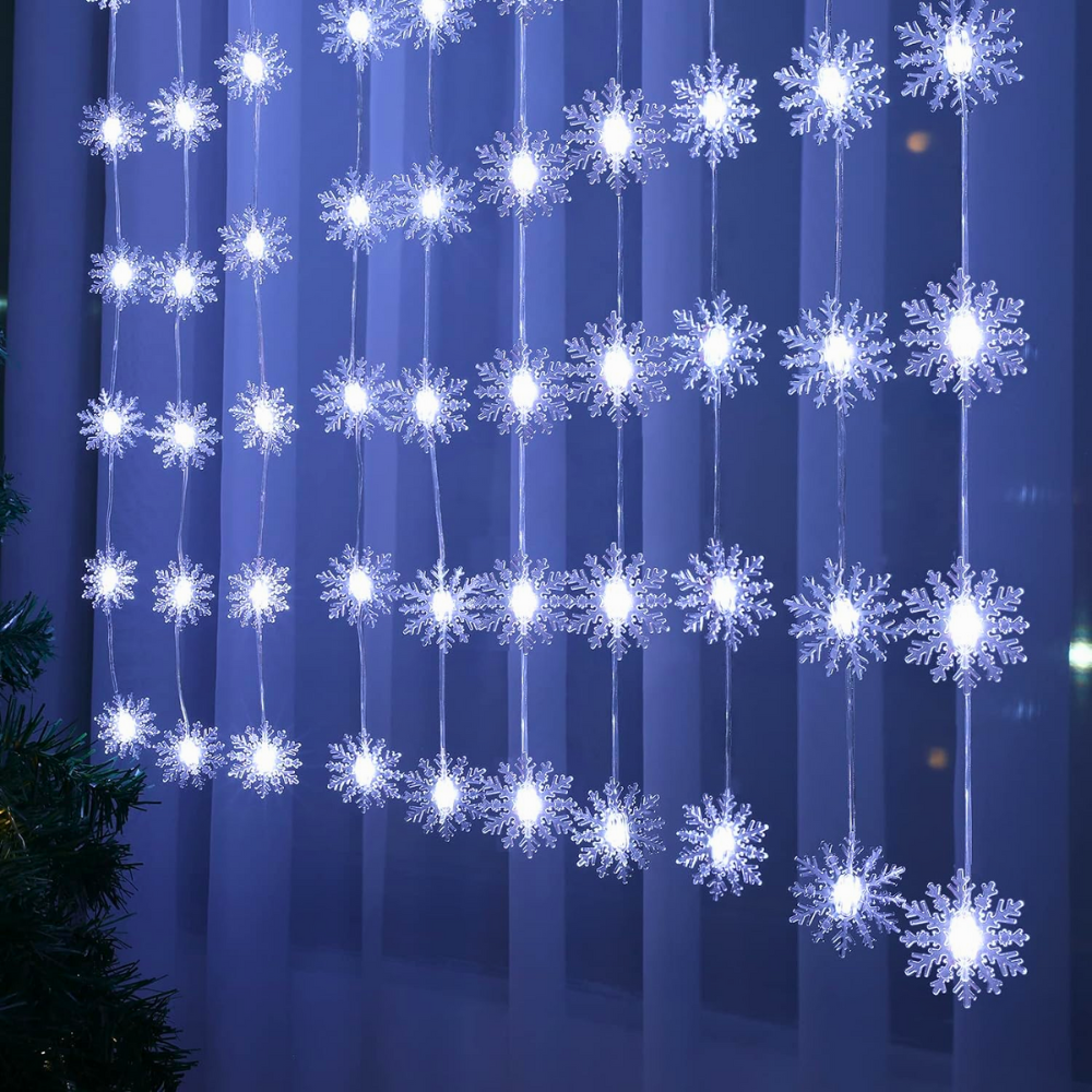 Luces Led Copo de Nieve Guirnalda de Decoración Navidad - Imagen 3