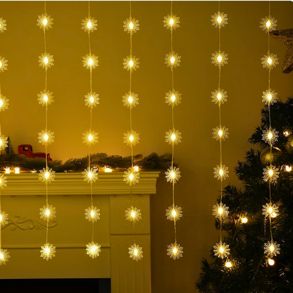 Luces Led Copo de Nieve Guirnalda de Decoración Navidad - Imagen 5