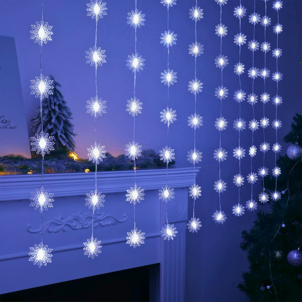 Luces Led Copo de Nieve Guirnalda de Decoración Navidad - Imagen 2